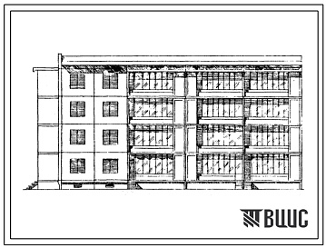 Фасады Типовой проект 76-055сп/1 4-этажная 20-квартирная торцевая блок-секция 1Б.1Б.2Б-2Б.3Б