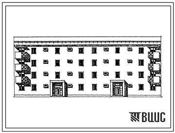 Фасады Типовой проект 77-0121сп.86 Блок-секция рядовая 4-этажная 16-квартирная 4Б-3Б-3Б-4Б