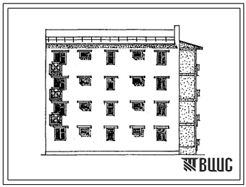 Фасады Типовой проект 77-0128сп.87 Блок-секция 4-этажная 8-квартирная 3А-2Б торцовая правая