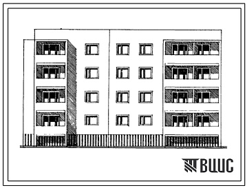 Фасады Типовой проект 85-026/1 4-этажная 16-квартирная блок-секция торцовая 3Б-2Б-2Б-2Б (левая)