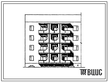 Фасады Типовой проект 175-03с.13.87 Блок-секция 4-этажная 12-квартирная 1Б.2Б.3Б торцовая левая для Киргизской ССР