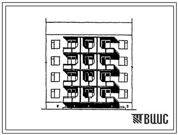 Фасады Типовой проект 175-010с.13.87 Блок-секция 4-этажная 8-квартирная 4Б.3Б рядовая с торцовыми окончаниями Киргизской ССР