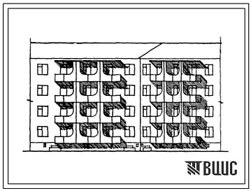 Фасады Типовой проект 175-023с.13.87 Блок-секция 4-этажная 24-квартирная 3Б.1Б.3Б-3Б.1Б.3Б  поворотная прямая для Киргизской ССР