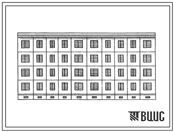 Фасады Типовой проект IVз-500ТСП-14/1 4-этажная 16-квартирная рядовая с торцевым окончанием блок-секция 3Б.4Б - 4Б.3Б