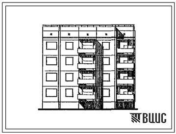 Фасады Типовой проект 94-0177.13.89 Блок-секция 4-этажная 16-квартирная торцовая, правая 1-1-1-2 (для строительства в УССР)