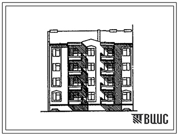 Фасады Типовой проект 175-030с.13.90 Блок-секция 4-этажная 12-квартирная 2.2.2 рядовая с торцовыми окончаниями (для Киргизской ССР)