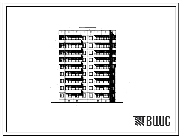 Фасады Типовой проект 91-017 Девятиэтажная блок-секция рядовая-торцевая на 36 квартир (двухкомнатных 2Б-18, трехкомнатных 3Б-18). Для строительства в г.Липецке