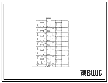 Фасады Типовой проект 127-016С Девятиэтажная крупнопанельная блок-секция правая на 27 квартир (двухкомнатных 2Б-18, трехкомнатных 3Б-9). Для строительства в 4 климатическом районе Грузинской ССР с сейсмичностью 7 баллов.