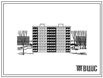 Фасады Типовой проект 1-464Д-110/71 Девятиэтажный крупнопанельный двухсекционный жилой дом на 72 квартиры (двухкомнатных 2Б-36, трехкомнатных 3Б-36). Для строительства в Белорусской ССР.