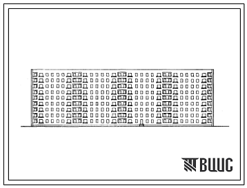 Фасады Типовой проект 1-447С-47 Девятиэтажный четырехсекционный дом на 144 квартиры со стенами из кирпича (однокомнатных  1, двухкомнатных  71, трехкомнатных  72).