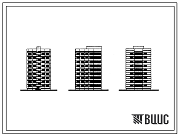 Фасады Типовой проект 1Лг-600А-1 Девятиэтажный односекционный дом на 54 квартиры (однокомнатных  36, трехкомнатных  18).