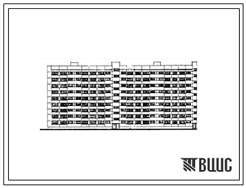 Фасады Типовой проект 1Лг-600-6 Девятиэтажный семисекционный крупнопанельный жилой дом на 249 квартир. Для кооперативного строительства.