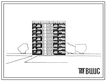 Фасады Типовой проект 96-019 9-этажная блок-секция рядовая правая на 36 квартир для строительства во 2 и 3 строительно-климатических зонах.