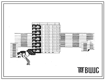 Фасады Типовой проект 96-017 Девятиэтажная блок-секция, торцевая правая на 36 квартир (однокомнатных-9, двухкомнатных-18, трехкомнатных-9). Для строительства во 2 и 3 строительно-климатических зонах Украинской ССР. Стены из керамзитобетонных панелей.