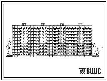 Фасады Типовой проект 111-94-2/71 Девятиэтажный четырехсекционный крупнопанельный дом на 144 квартиры для строительства во 2 и 3 климатических районах Украинской ССР.