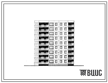 Фасады Типовой проект 99-021/1 Девятиэтажная блок-секция 2Б-3Б-5Б торцевая правая на 27 квартир.