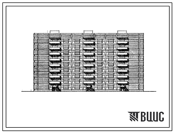 Фасады Типовой проект 112-111-18с Девятиэтажный трехсекционный каркасно-панельный жилой дом на 72 квартиры.