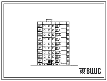Фасады Типовой проект 153-05с Девятиэтажная блок-секция правая на 36 квартир (однокомнатных 1А-1, двухкомнатных 2Б-17, трехкомнатных 3А-9, 3Б-9) со стенами из железобетона. Для строительства в 4В климатическом подрайоне Грузинской ССР сейсмичностью 7 и 8 баллов
