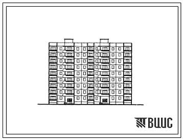 Фасады Типовой проект 153-07с Девятиэтажная блок-секция на 53 квартиры (однокомнатных 1Б-17, двухкомнатных 2А-1, трехкомнатных 3А-18, четырехкомнатных 4Б-17) из монолитного железобетона. Для строительства в 4В климатическом подрайоне Грузинской ССР сейсмичностью