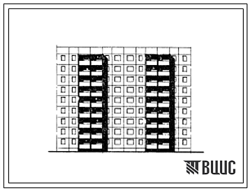 Фасады Типовой проект 105-028с Девятиэтажная блок-секция рядовая, торцевая левая, правая на 54 квартиры (двухкомнатных 2Б-36, трехкомнатных 3Б-18). Для строительства в районах сейсмичностью 8 баллов