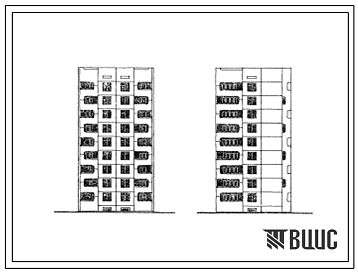 Фасады Типовой проект 147-06с Девятиэтажная жилой блок на 18 квартир (двухкомнатных 2Б-9, четырехкомнатных 4Б-9) для строительства в 3Б климатическом подрайоне сейсмичностью 7 баллов и 4В климатическом подрайоне сейсмичностью 8 баллов