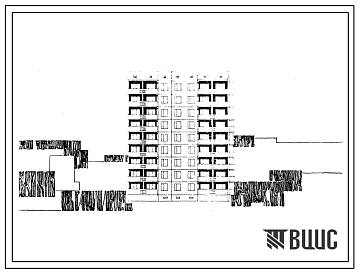 Фасады 96-029 9-этажная 36-квартирная блок-секция торцевая правая (однокомнатных 1А-9, двухкомнатных 2Б-18, трехкомнатных 3Б-9) для строительства во 2 и 3 климатических районах, во 2В, 3Б и 3В климатических подрайонах Украинской ССР, на неравномерно сжимаемых гр