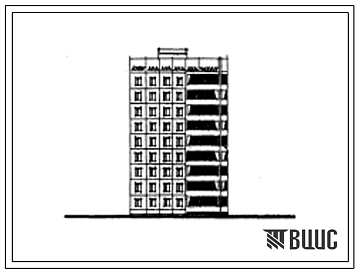 Фасады Типовой проект 76-070с/1 Девятиэтажная блок-секция поворотная прямая правая на 18 квартир (трехкомнатных 3Б-9, пятикомнатных 5Б-9). Для строительства в 4А и 4Г климатических подрайонах Узбекской ССР сейсмичностью 8 баллов