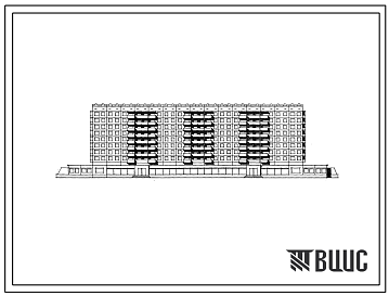 Фасады 111-135-181 Девятиэтажный жилой дом на 128 квартир (однокомнатных 1Б-16, двухкомнатных 2Б-64, трехкомнатных 3Б-48) с магазином в первом этаже. Для строительства в 1В климатическом подрайоне, 2 климатическом районе с возможностью применения в 3 климатическ