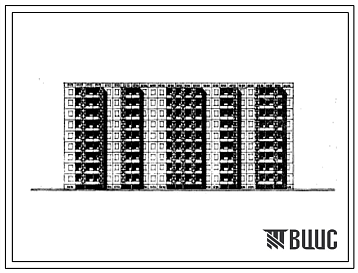 Фасады Типовой проект 111-105-58с/1 Девятиэтажный пятисекционный жилой дом на 108 квартир (однокомнатных 1Б-36, двухкомнатных 2Б-9, трехкомнатных 3Б-54, четырехкомнатных 4Б-9). Для строительства в 4Г климатическом подрайоне Казахской ССР сейсмичностью 7 и 8 балл