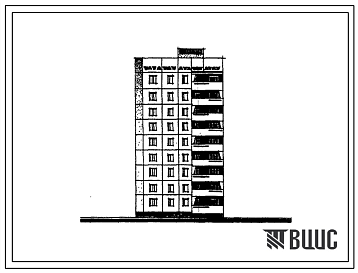 Фасады Типовой проект 76-072с/1 Девятиэтажная блок-секция торцевая левая на 27 квартир (однокомнатных 1Б-18, трехкомнатных 3А-9). Для строительства в 4А, 4Г климатических подрайонах Узбекской ССР сейсмичностью 8 баллов