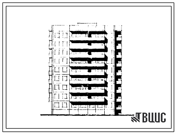 Фасады Типовой проект 93-022/1 Блок-секция девятиэтажная 36-квартирная торцевая левая (однокомнатных 1Б — 9, двухкомнатных 2Б — 9, трехкомнатных 3Б — 9, четырехкомнатнных 4А — 1, пятикомнатных 5Б — 8). Для строительства во IIА климатическом подрайоне.