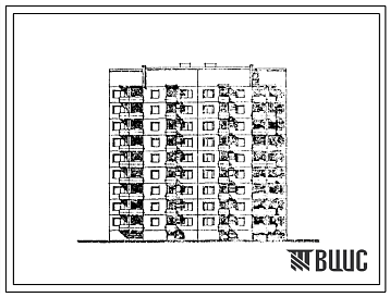 Фасады Типовой проект 120-023.2 Девятиэтажная блок-секция рядовая торцевая на 36 квартир. Для строительства во 2Б и 2В климатических подрайонах Литовской ССР