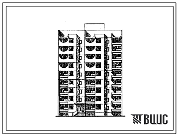 Фасады Типовой проект 149-07с.85 Девятиэтажная блок-секция рядовая торцевая правая на 36 квартир
