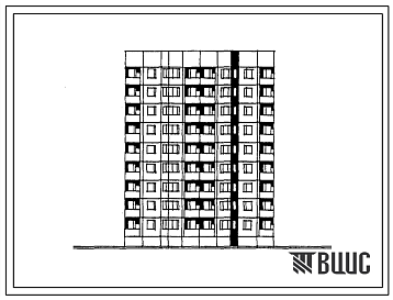 Фасады Типовой проект 112-015м.84 Девятиэтажная блок-секция рядовая на 35 квартир