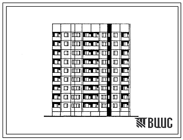 Фасады Типовой проект 112-017м.84 Девятиэтажная блок-секция торцевая правая на 35 квартир