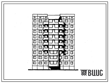 Фасады Типовой проект 112-025м.86 Девятиэтажная блок-секция рядовая на 34 квартиры