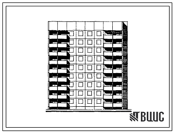 Фасады Типовой проект 121.1-098.84 Девятиэтажная блок-секция торцевая правая на 36 квартир. Для строительства в городах и поселках городского типа