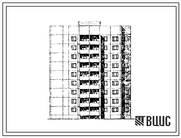 Фасады Типовой проект 91-043.85 Девятиэтажная блок-секция торцевая левая на 36 квартир. Для строительства в Курской и Белгородской областях
