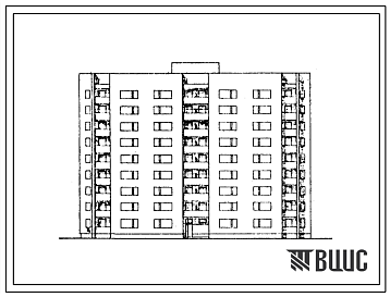 Фасады Типовой проект 86-037.86 Девятиэтажная блок-секция на 81 квартиру для молодежных кооперативов. Для строительства в городах и поселках городского типа