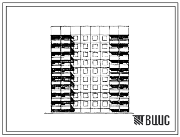 Фасады Типовой проект 121.1-091.83 Девятиэтажная блок-секция рядовая с торцевыми окончаниями на 36 квартир. Для строительства в городах Псков, Тольятти и Московской области