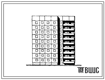 Фасады Типовой проект 92.2-037.84 Девятиэтажная блок-секция торцевая левая на 35 квартир. Для строительства г.Находка