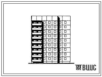 Фасады Типовой проект 92.2-038.84 Девятиэтажная блок-секция торцевая правая на 35 квартир. Для строительств в г.Находка