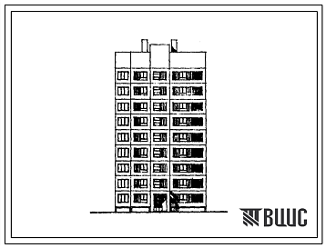 Фасады Типовой проект 148-050сп.13.86 Девятиэтажная блок-секция рядовая торцевая на 18 квартир. Для строительства в Туркменской ССР