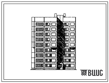 Фасады Типовой проект 148-051сп.13.86 Девятиэтажная блок-секция рядовая торцевая на 54 квартир. Для строительства в Туркменской ССР