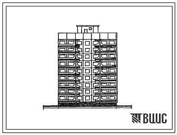 Фасады Типовой проект 121-0101.84 Блок-секция рядовая 9-этажная 36-квартирная 1Б-2Б-3Б-3Б. Для строительства в 3Б климатическом подрайоне Украинской ССР (г.Керчь).