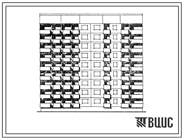 Фасады Типовой проект 119-07.85 Блок-секция рядовая с торцевыми окончаниями 9-этажная 36-квартирная 1Б-2Б-3Б-4Б. Для строительства во 2Б климатическом подрайоне Латвийской ССР.