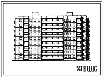 Фасады Типовой проект 1-464МСВ-2/1.2 Дом девятиэтажный двухсекционный 72-квартирный крупнопанельный.