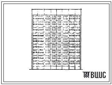 Фасады Типовой проект 464Д-0149 Девятиэтажная блок-секция на 36 квартир (двухкомнатных 2Б-18, трехкомнатных 3Б-18). Для строительства во 2В климатическом подрайоне г.Новополоцка