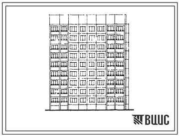 Фасады Типовой проект 464Д-0155 Девятиэтажная блок-секция на 36 квартир (однокомнатных 1Б-9, двухкомнатных 2Б-9, трехкомнатных 3Б-9, четырехкомнатных 4А-9). Для строительства во 2В климатическом подрайоне г.Новополоцка
