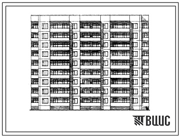 Фасады Типовой проект 93-030/1.2 Блок-секция девятиэтажная 71-квартирная рядовая с торцевыми окончаниями 1Б.1Б.1Б.1Б.2Б.2Б.3Б.3Б.